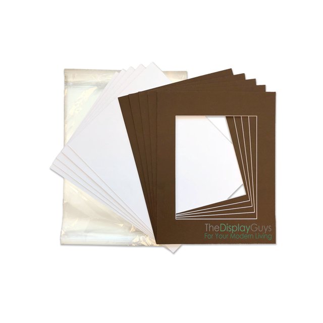 The Display Guys 16x20 Pack of 25 Brown Picture Photo Matting Mat Boards + Backing Boards + Clear Plastic Bags Complete Set