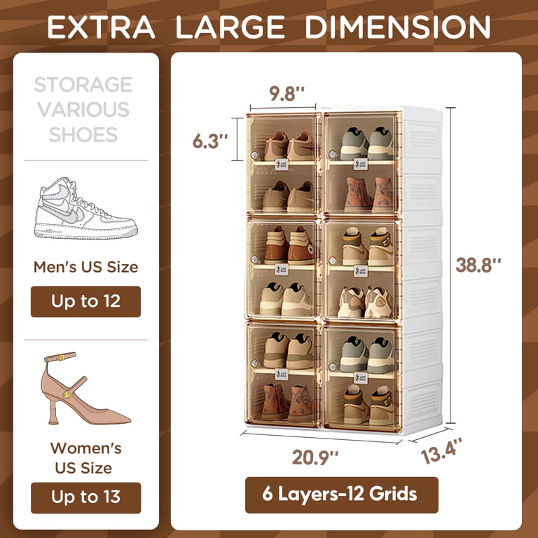 ANTBOX Portable Sneaker Box, 12 Grid Organized Shoe Rack for