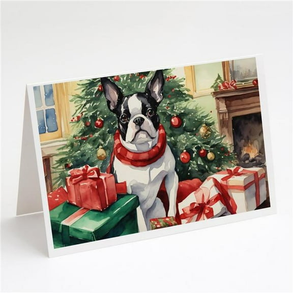 Boston Terrier Christmas Greeting Cards and Envelopes Pack of 8 7 in x 5 in