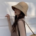 thumbnail image 4 of CoCopeaunts Outdoor Beach Sun Caps Summer Women Bucket Hat Fodable Solid Panama Fishermen Hat Bonnet Gorras, 4 of 6
