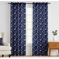 thumbnail image 2 of Vargottam Cotton Canvas Curtains - Rod Pocket/Back Tab Farmhouse Drapes for Living Room or Bedroom Windows - Light Filtering - 3-Way Hanging Style - Set of 2 Panels, 52"x72" - Leaves Pattern (Blue), 2 of 8