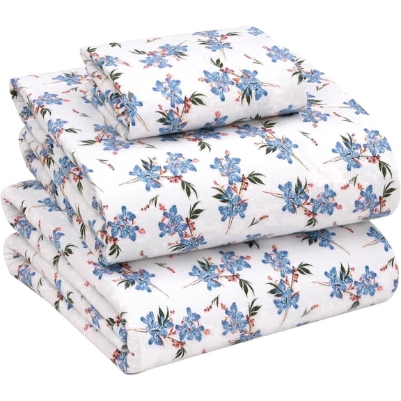 RUVANTI Flannel Sheets Twin Size - 100% Cotton Double Brushed Twin Sheets Set, Deep Pockets 16 Inches, All Seasons Breathable & Extra Soft Bed Sheets, Warm & Cozy, 3 Piece, Cloud Nine