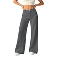thumbnail image 6 of Bloomae Womens Dress Pants Button Elastic High Waisted Business Casual Wide Leg Flare Pants Fashion Loose Fit Work Trousers with Pockets, 6 of 9
