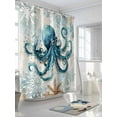 thumbnail image 3 of Shower Curtain Octopus Starfish Shower Curtains for Bathroom, Waterproof Polyester Shower Curtain Set with Hooks, Stall Long Size 54"x78" Marine Life, 3 of 6