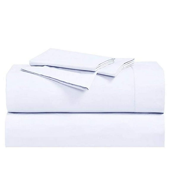 Royal Hotel Bedding Abripedic Crispy Percale Sheets, 300-Thread-Count, 5PC Solid Sheet Set, 100% Cotton, Up to 18 Inch Deep Pocket, Split-California-King, White
