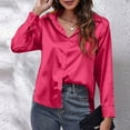 thumbnail image 6 of Jalioing Women's Satin Shirts Tie Waist Button Down Collared Blouses Dressy Casual Long Sleeve Silk Shirts, 6 of 7