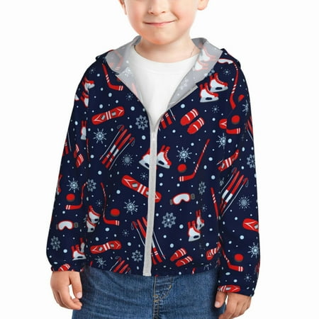 

Zeuib Winter Outdoors Sports Print Girls & Boys Sun Protection Hoodie with UPF 50+ Children’s Quick-Dry Jacket Perfect for Outdoor Activities-4 Years
