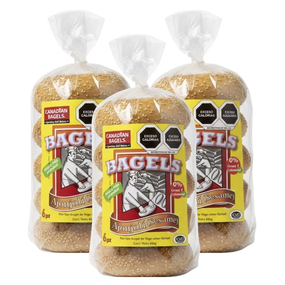 3 Pack Canadian Bagels Ajonjolí 6pz 800gr (3paq con 6pz c/u)
