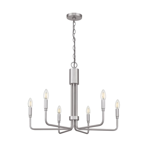 Vivio by HOMEnhancements ALPH 6-Light Contemporary Brushed Nickel Candle Stick Chandeliers