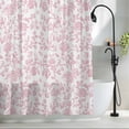 thumbnail image 2 of Pink Flower Waterproof Shower Curtain, 72"x72" Washable Polyester Fabric Shower Curtains for Bathroom, Vintage Farmhouse Boho Leaf Spring Solid Decorative Bathtub Curtain Sets with Hooks, 2 of 9