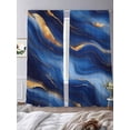 thumbnail image 2 of Abstract Marble Sheer Curtains 84 inches Long 2 Panels Set Gold Texture Modern Blue Simple Sheer Window Curtain Rod Pocket Voile Drapes for Living Room/Bedroom, Each 52" W x 84" L, 2 of 7