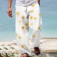 thumbnail image 2 of qolati Linen Pants Men Elastic Drawstring Waist Yoga Lounge Pant Summer Beach Lightweight Soft Straight Legs Cargo Sweatpants, 2 of 5