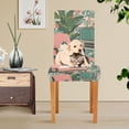 thumbnail image 4 of Yayeee 4 Pack Dining Chair Covers Stretch Parson Chairs Slipcovers Seat Protector, Pink and White Cat, 4 of 6