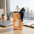 thumbnail image 7 of SEANATIVE Double Eyeglass Case Zipper Glasses Case Sunglasses Pouch for 2 Pairs of Eyeglasses Sunglasses, Multifunctional Eyewear Organizer Portable Eyewear Accessories, White Cat Print Orange, 7 of 7