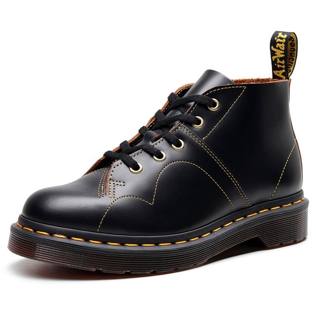 Dr . Martens 5 Agujeros 1461 Botas De Iglesia De Cuero Genuino Cortas Británicas Punta Redonda