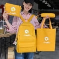 thumbnail image 3 of Mochila escolar de lona con margaritas para mujer, Bolsa Escolar para adolescentes, niñas, estudiantes, libros universitarios, 4 unidades por juego, 3 of 4