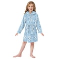 thumbnail image 6 of FORMRS Niños Bathrobe Unisex Hooded Robe Soft Plush Pajamas Sleepwear, Size 7-9T, Blue Snowflake, 6 of 7