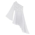 thumbnail image 6 of Alvivi Womens Liturgical Praise Worship Dance Tunic One Shoulder Asymmetrical Overlay Tunic Top Ivory S, 6 of 7