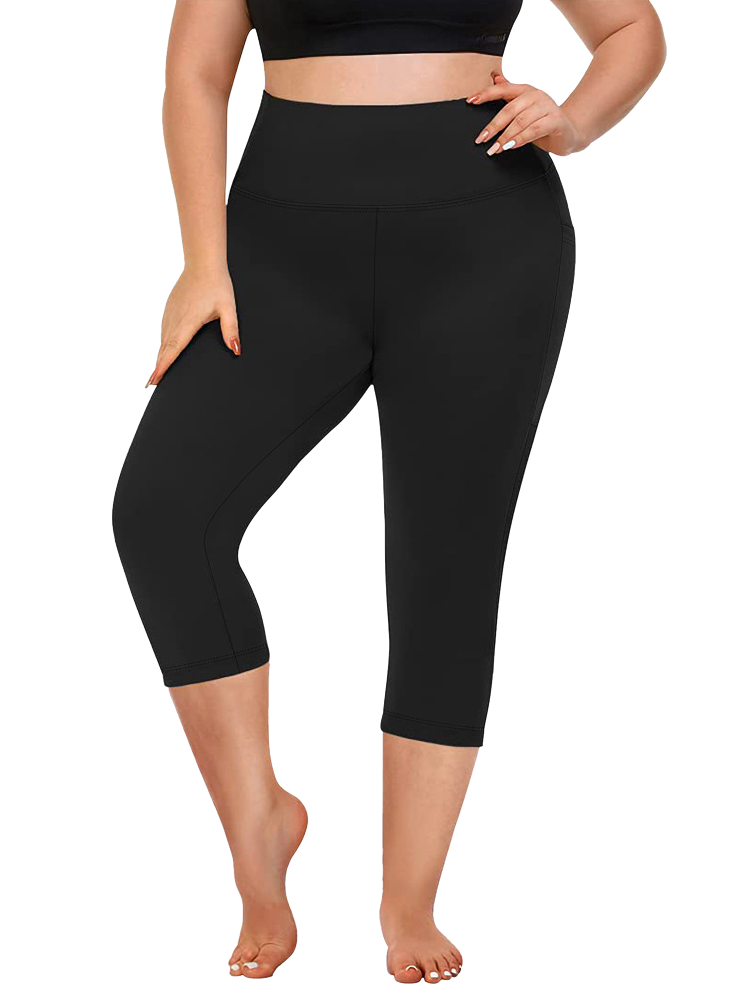 FlorCurve Plus Size Capri Leggings with Pockets, High Waist photo 2