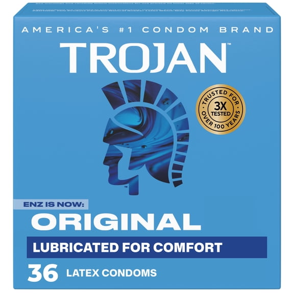 Trojan Original Latex Lubricated Condoms for Men, Classic Straight Shape, 36 Count