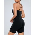 thumbnail image 2 of AGONVIN Women's Workout Spaghetti Strap Rompers Shorts Tummy Control One Piece Jumpsuit Black XL, 2 of 7