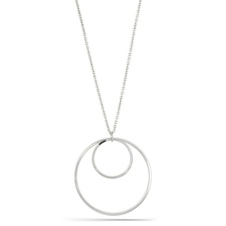 Geometric Link Necklace - TAZZA WOMEN'S RHODIUM DOUBBLE CIRCLE 2