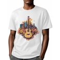 thumbnail image 6 of Flower Guitar City Men's T Shirts T-Shirt for Men Crew Neck Tees Cotton Tops, White, M, 6 of 7