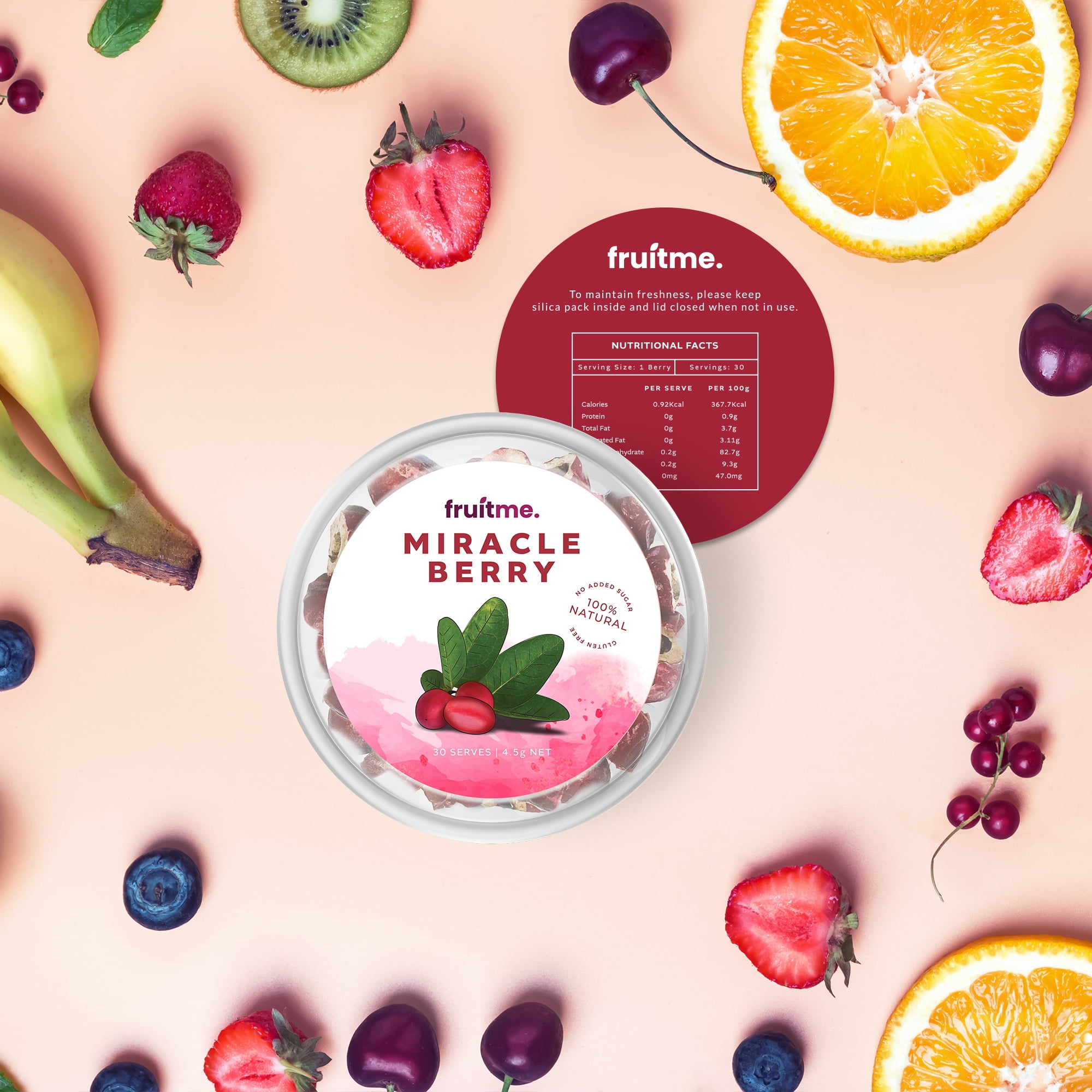Miracle Berry Whole Fruit - 30 Gently Dried Miracle Fruit Seedless Halves