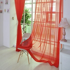 Sheer Window Curtain Panels - Solid Red Panels / Drapes (1-Pack, 32 Wide x 80 inch Long,Red)
