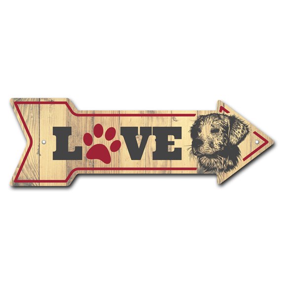 SignMission P-ARROW-999764 6 x 18 in. Wide Love Dogs Arrow Sign