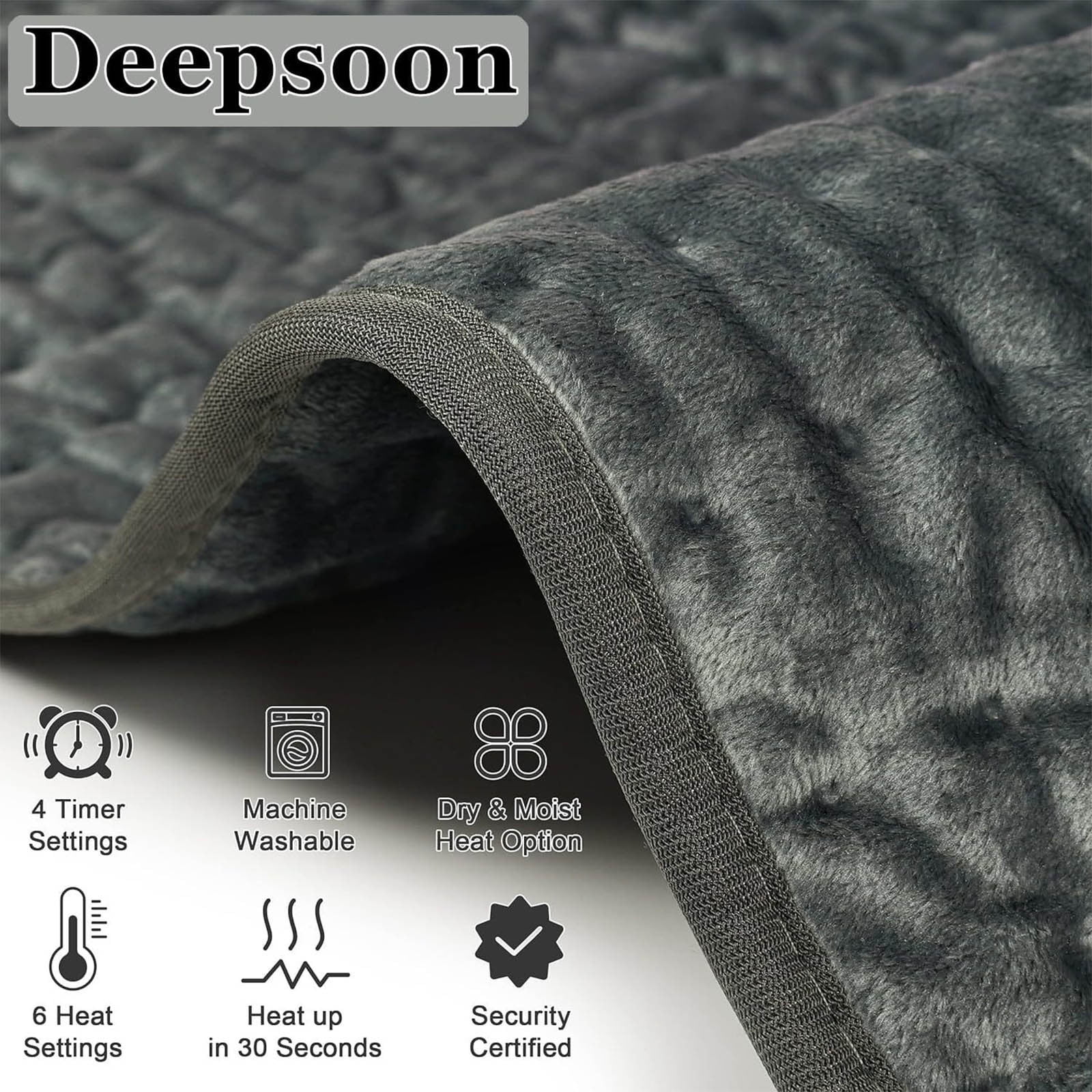 PureCasa Electric Blanket Set for Back Pain Relief, Heating Pads Indoor Outdoor, Heating Blankets for Neck and Shoulder, Knee, Arms, Legs, Etc. 16.9"X33", Gray(With Remote Control)