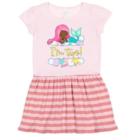 

Inktastic I m 2 Mermaid with Pink Hair and Shells Gift Toddler Girl Dress