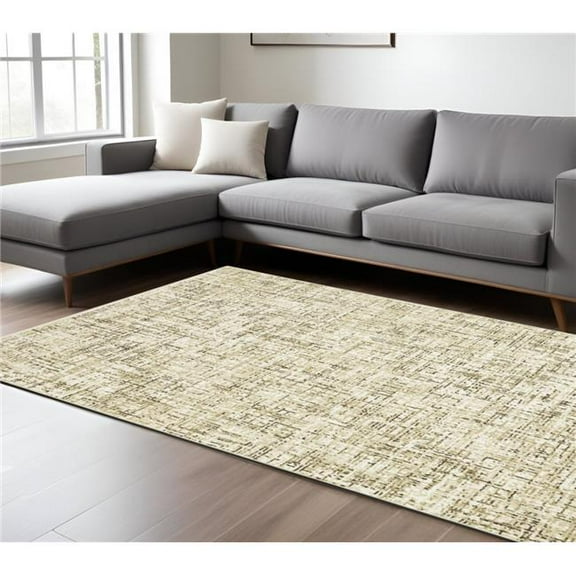 HomeRoots 575762 7 x 10 ft. Abstract Rectangle Area Rug, Ivory & Brown