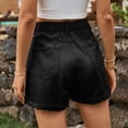 thumbnail image 4 of Nestiefly Womens Jean Shorts High Waisted Denim Shorts Stretchy Rolled Folded Hem Summer Casual Jorts with Pockets Black L, 4 of 6