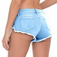 thumbnail image 4 of ROHUUQUE Mini Jean Shorts for Women Cut Off Micro Denim Shorts Hot Pants Summer Light Blue, 4 of 5