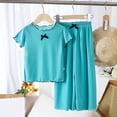 thumbnail image 2 of Kogui Girls 2 Piece Outfits Girls 2 Piece Outfits Short Sleeve T-Shirt & Flared Pants Summer Clothing Set 5T 6T (Blue,5-6 Years), 2 of 4