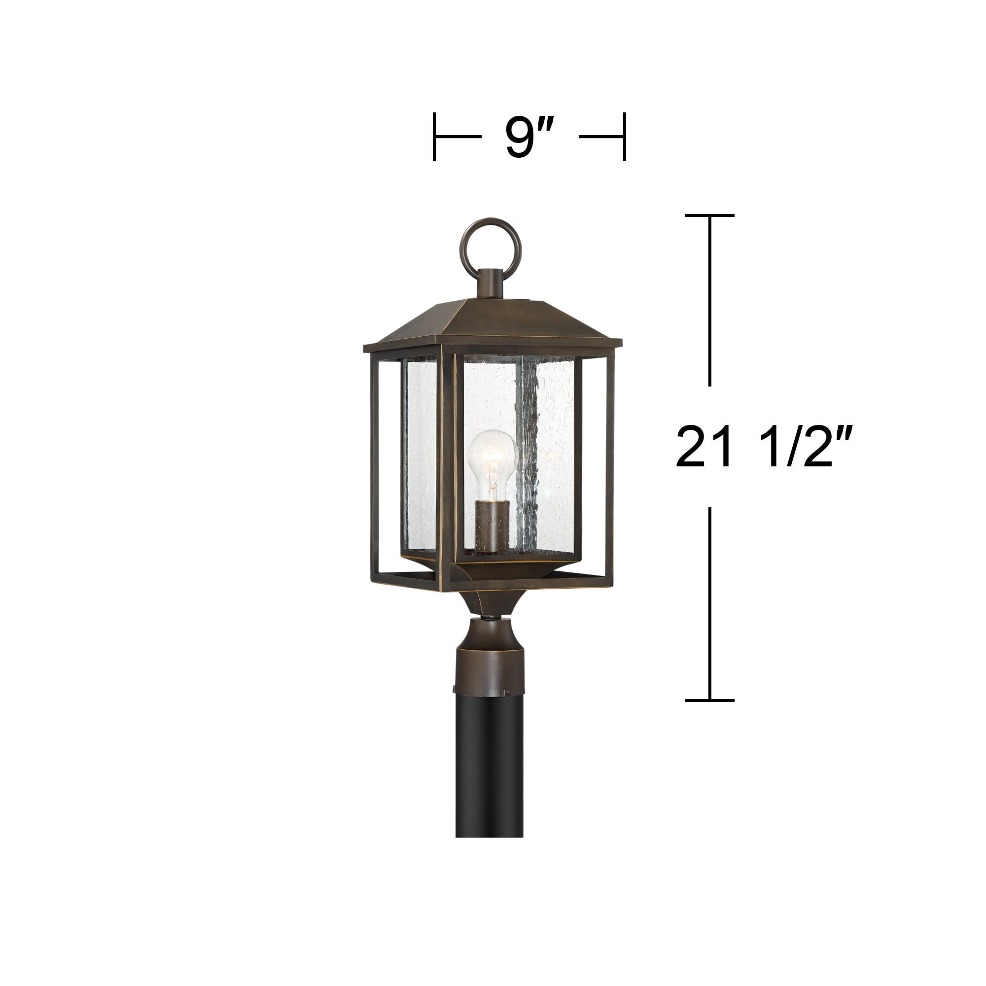John Timberland Califa Vintage Mission Outdoor Post Light Bronze 21 1/2" Textured Glass for Exterior Barn Deck House Porch Yard Patio Home Outside