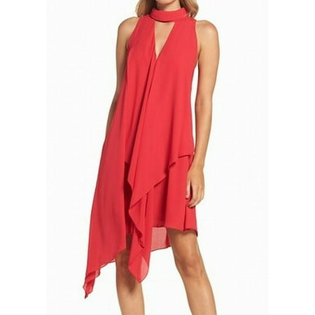 Maggy London Chiffon Dress - Maggy London Choker Asymmetrical Chiffon Women Sheath Dress
