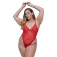 thumbnail image 4 of Women Floral Embroidery See Through Comfortable Bodysuit Plus Size, 4 of 5