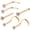 Gold, variant on 6Pcs/Set Cubic Zirconia L-Bar Curved Rod Nose Stud Body Piercing Jewelry Decor