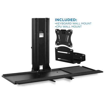 Mount-It! Monitor and Keyboard Wall Mount Workstation With CPU Holder