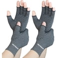 thumbnail image 1 of 2 Pairs Arthritis Compression Gloves for Rheumatoid, Carpal Tunnel Pain, Hand Compression Gloves Fingerless for Typing, Work, Driving, Fit Women Men, Anti-Slip Dots (Small, Grey), 1 of 7