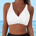 thumbnail image 2 of Womens Bathing Suit Tops Women Lace Up Swimwear Tops Full Coverage Bikini Top Push Up Swim Crop Top Tie Back Bathing Suit Tops Female Womens Bikini & Tankini Tops(White,XXL), 2 of 6