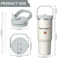 thumbnail image 5 of 1pc football 30oz Tumbler with Straw & Handle - Insulated Stainless Steel Cup | Holiday Gift for Man Women (Christmas, Valentine's, Birthday), 5 of 7