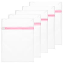 11.8x15.7 IN Mesh Laundry Bags [5PCS] - Fine Net Mesh Bag with Zipper for Washing Delicates & Clothing & Stocking - [PINk, White]