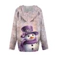 thumbnail image 6 of Women's Fashion Christmas Print Casual Zip-Up Long-Sleeve Hooded Jacket, for Outdoor Activities and Daily Use,Purple,M, 6 of 6