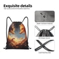 thumbnail image 4 of Saiise Red And Gray Flame Fox Pattern Sports Drawstring Backpack - String Swim Gym Bag with Wet Proof Pocket for Women&Men-Medium, 4 of 6
