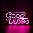 thumbnail image 1 of Letrero de neón con luz LED nocturna "Good Vibes" de Rose, ideal para habitación infantil, tienda, juegos, regalo de Año Nuevo (33 x 18 cm), 1 of 5