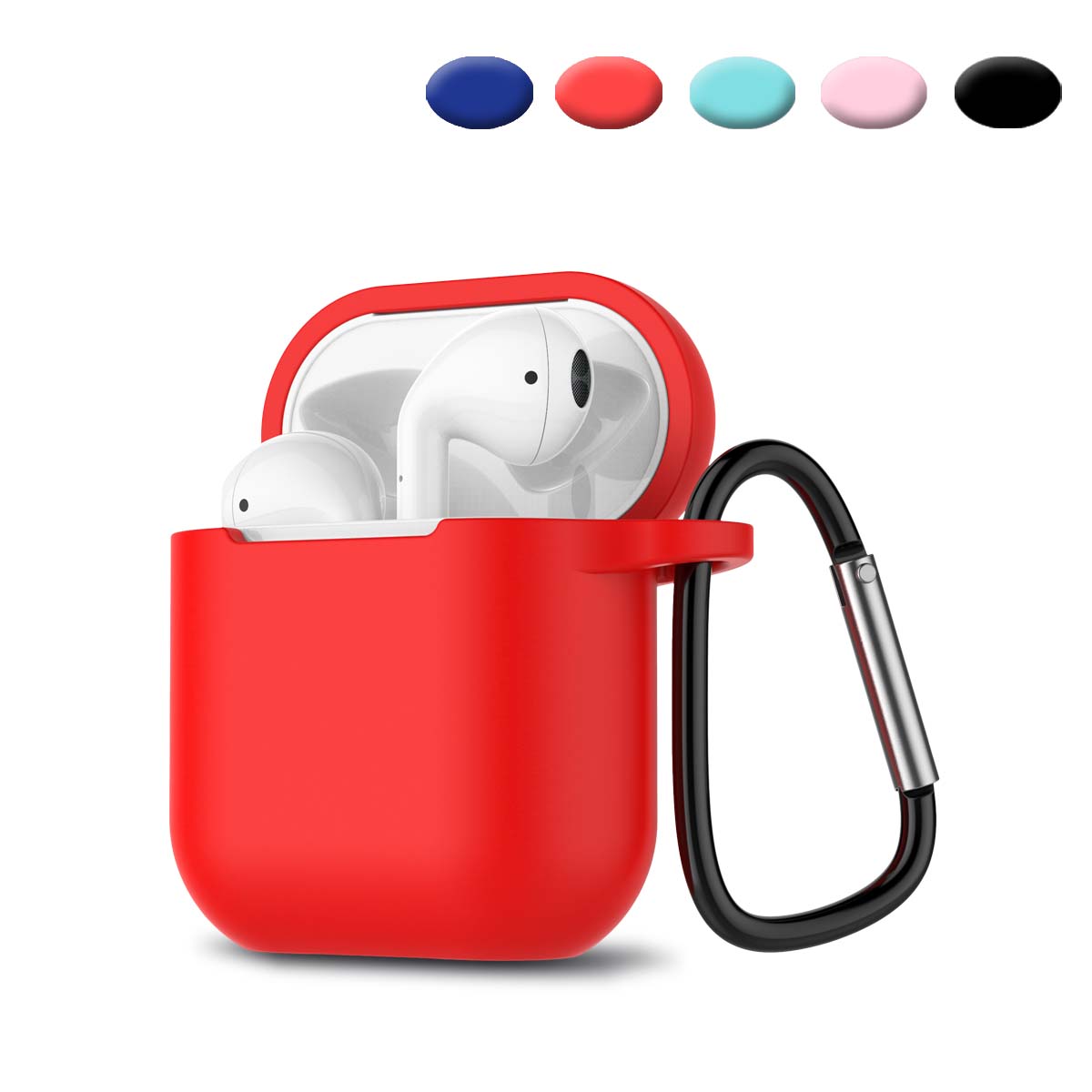 Apple Airpods 2 Skin, For Airpods Charging Case fur Ball for Airpods 2nd, Takfox Scratch-Resistant 360° Protective Portable Liquid Silicone Cover Skin For Airpods 2 Rubber Accessories + Keychain - image 1 of 6