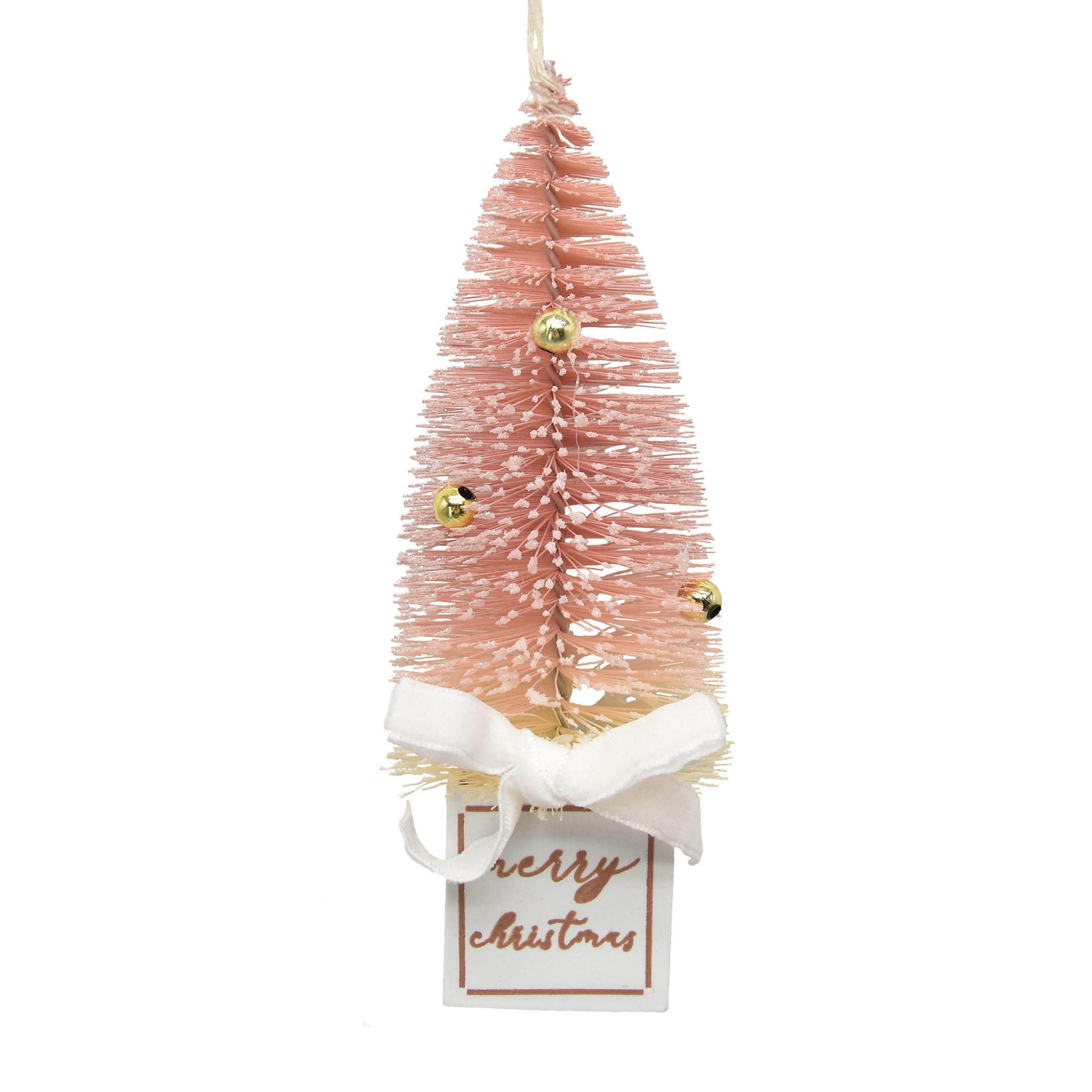 Holiday Time Blushful Season Pink Bottle Brush Tree Ornament, 5.9" High